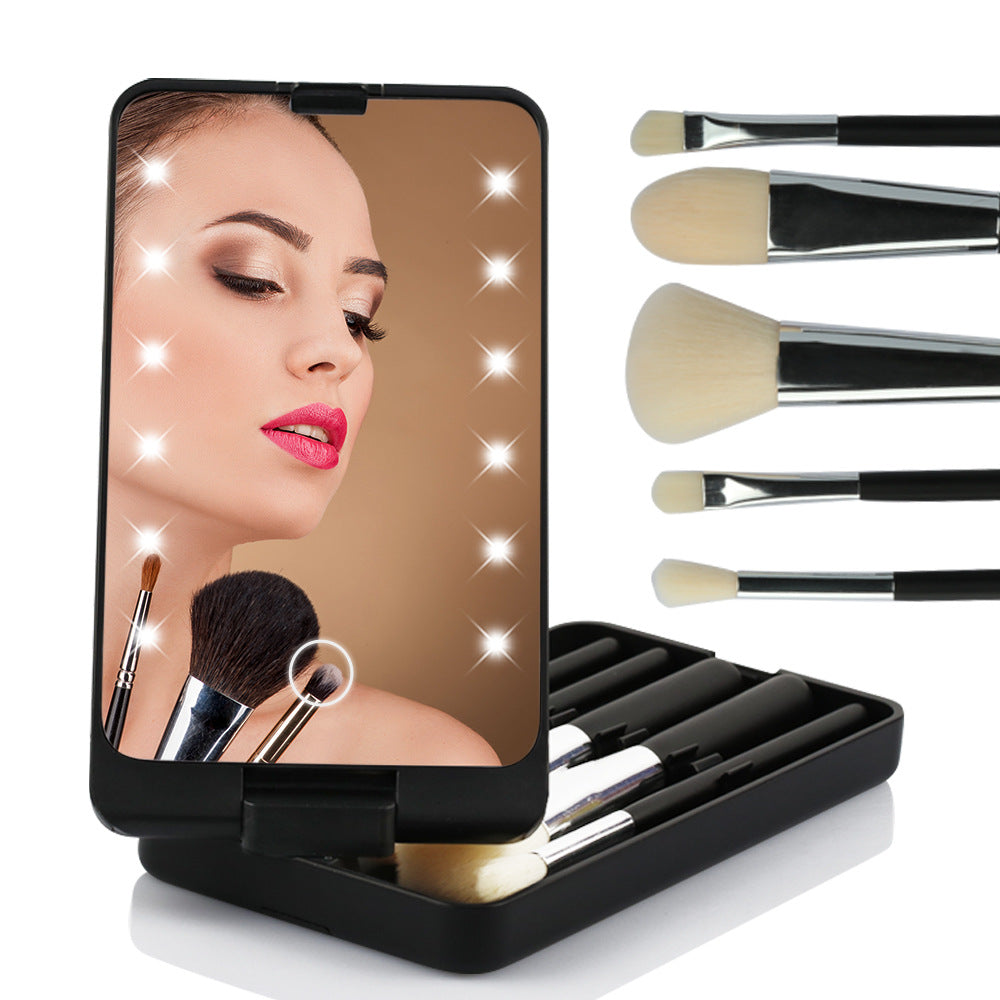 Céllence Folding Makeup Mirror & Professional Brush Set – Luxury Vanity Essential