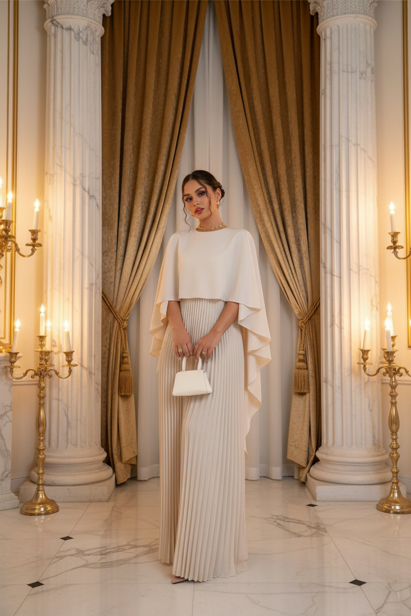 Cape Dress Champagne Luxury