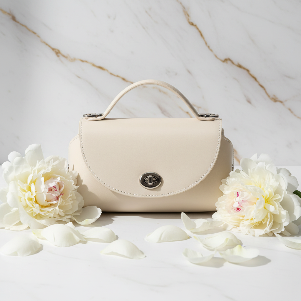 Cream Bag Marble Peonies