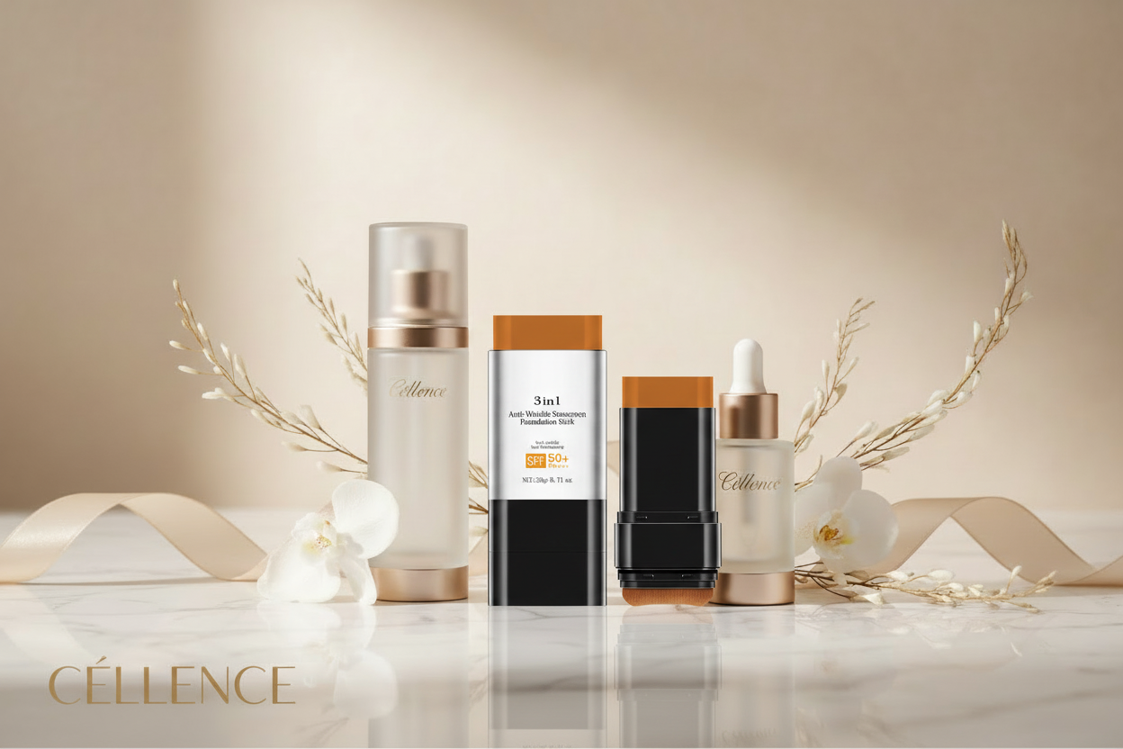 Céllence 3-in-1 Anti-Wrinkle Foundation Stick – SPF 50+ | Sunscreen, Coverage & Moisture