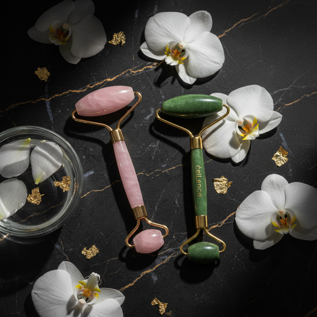 Céllence Natural Jade Facial Massage Roller  Face Lifting & De-Puffing