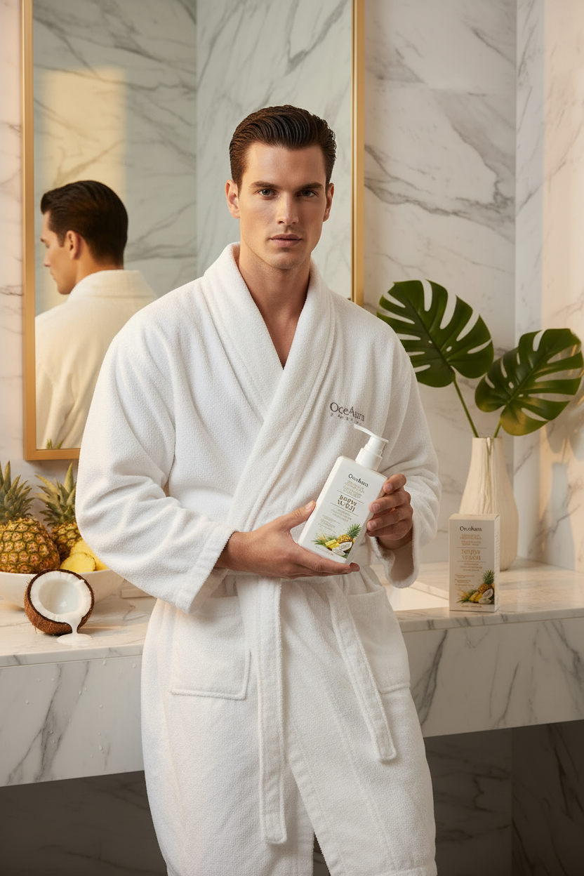 OceAura Luxury Male Campaign with Robe