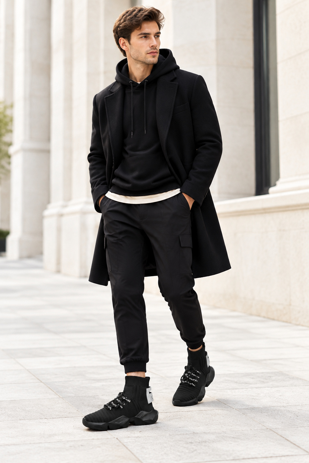 Sneakers negri pe model masculin
